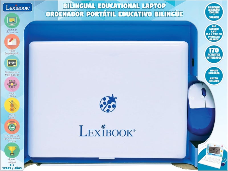 Lexibook لابتوب ثنائي اللغة وتعليمي إنجليزي/إسباني - لعبة للأطفال، 170 نشاطًا لتعلم اللغات، الرياضيات، المنطق، قراءة الساعة، لعب الألعاب والموسيقى، شاشة كبيرة - JC599i2 - Image 4